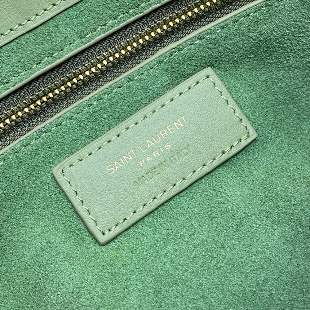 YSL LE 5 A 7 Hobo Bag in Light Green Smooth Leather - Replica Luxury Bags™