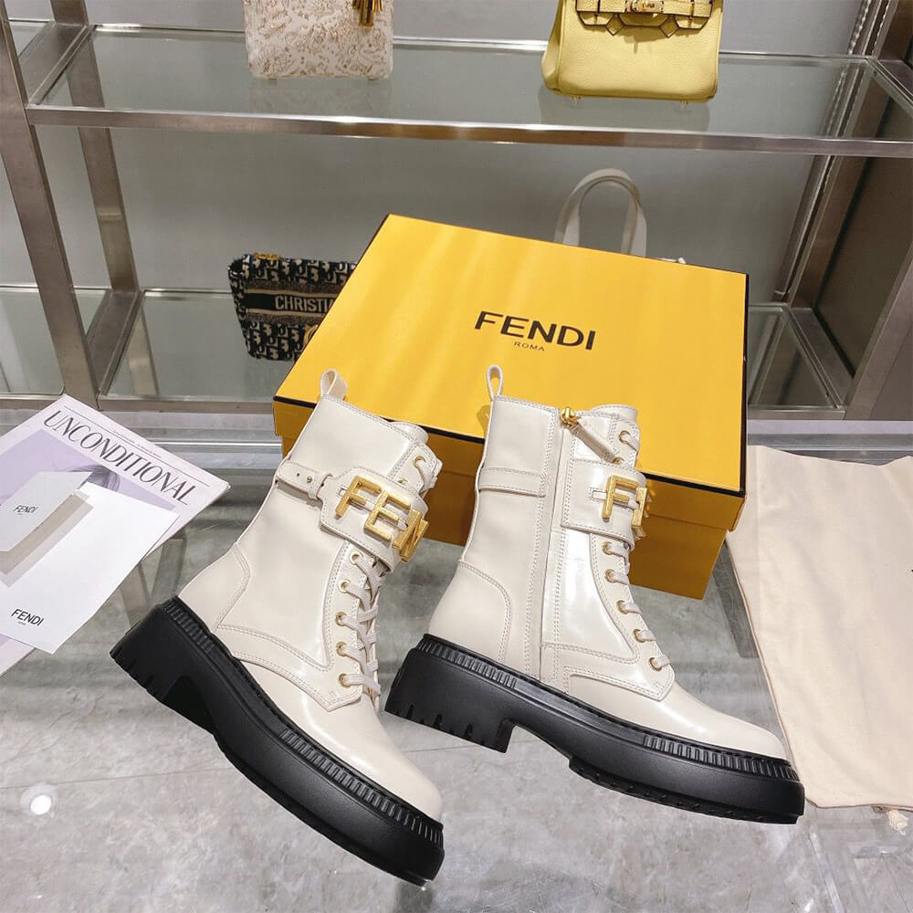 FENDI Fendigraphy logo-plaque leather boots Shoes - Replica Luxury Bags™