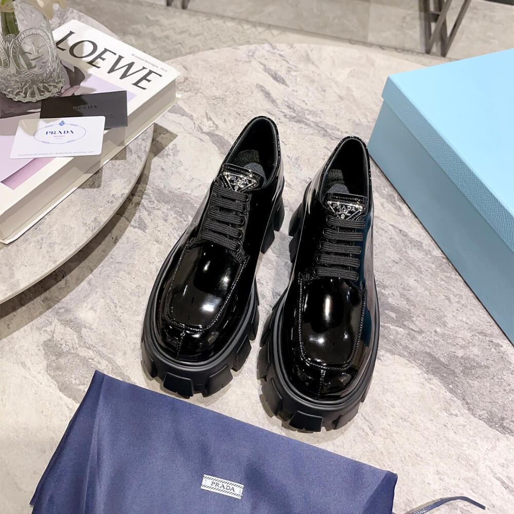 Prada Monolith patent leather lace-up shoes Shoes - Replica Luxury Bags™