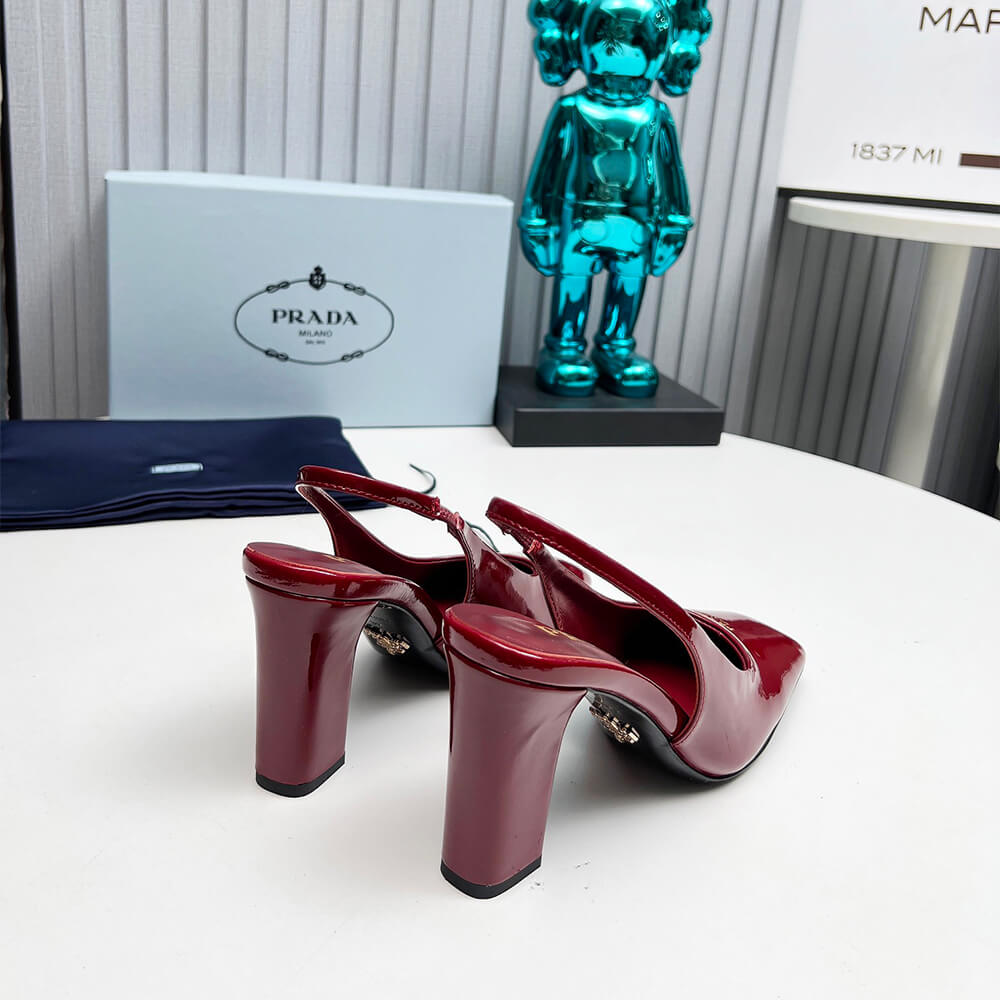 Prada Patent Leather Slingback Pumps 85 mm Shoes - Replica Luxury Bags™