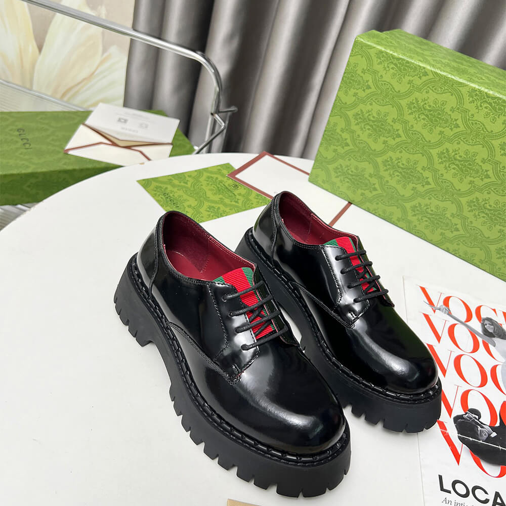 Gucci Women s lace-up with Web Shoes - Replica Luxury Bags™