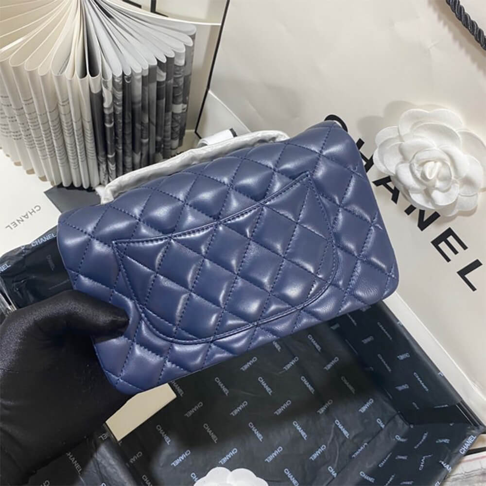 Chanel Mini Flap Bag in Navy with Silver Hardware - Replica Luxury Bags™
