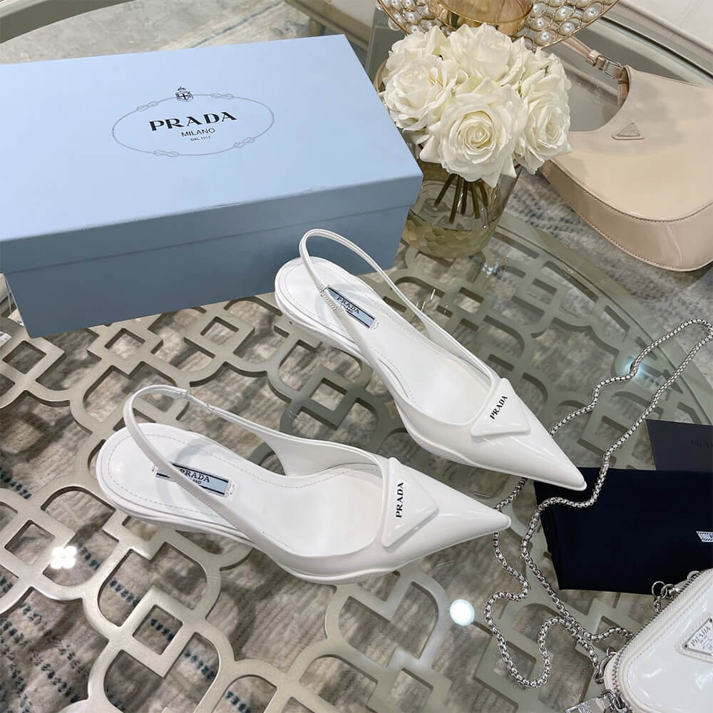 Prada Brushed Leather Slingback Pumps Shoes - Replica Luxury Bags™