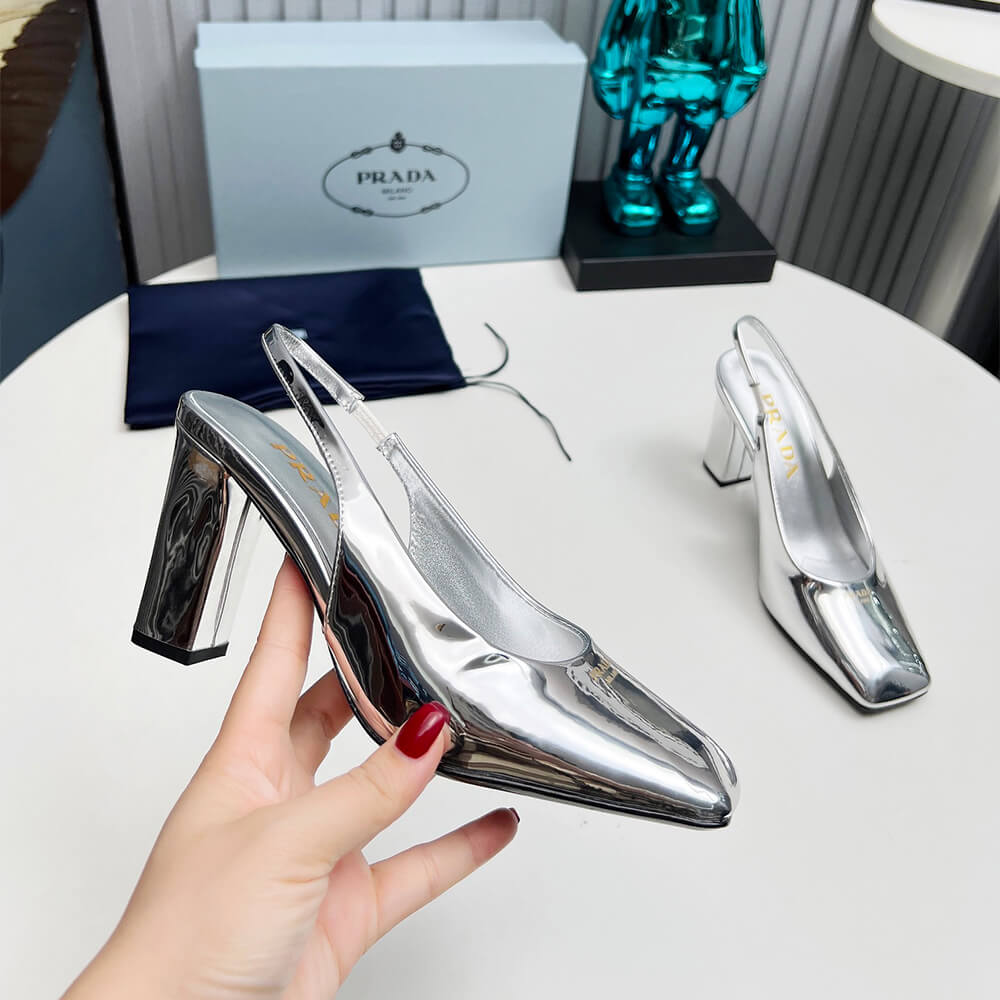 Prada Patent Leather Slingback Pumps 85 mm Shoes - Replica Luxury Bags™