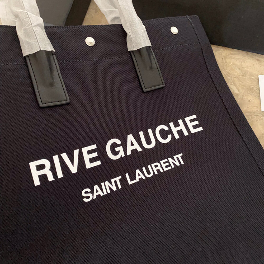 YSL Rive Gauche North/South Tote Bag in Printed Canvas and Leather - Replica Luxury Bags™