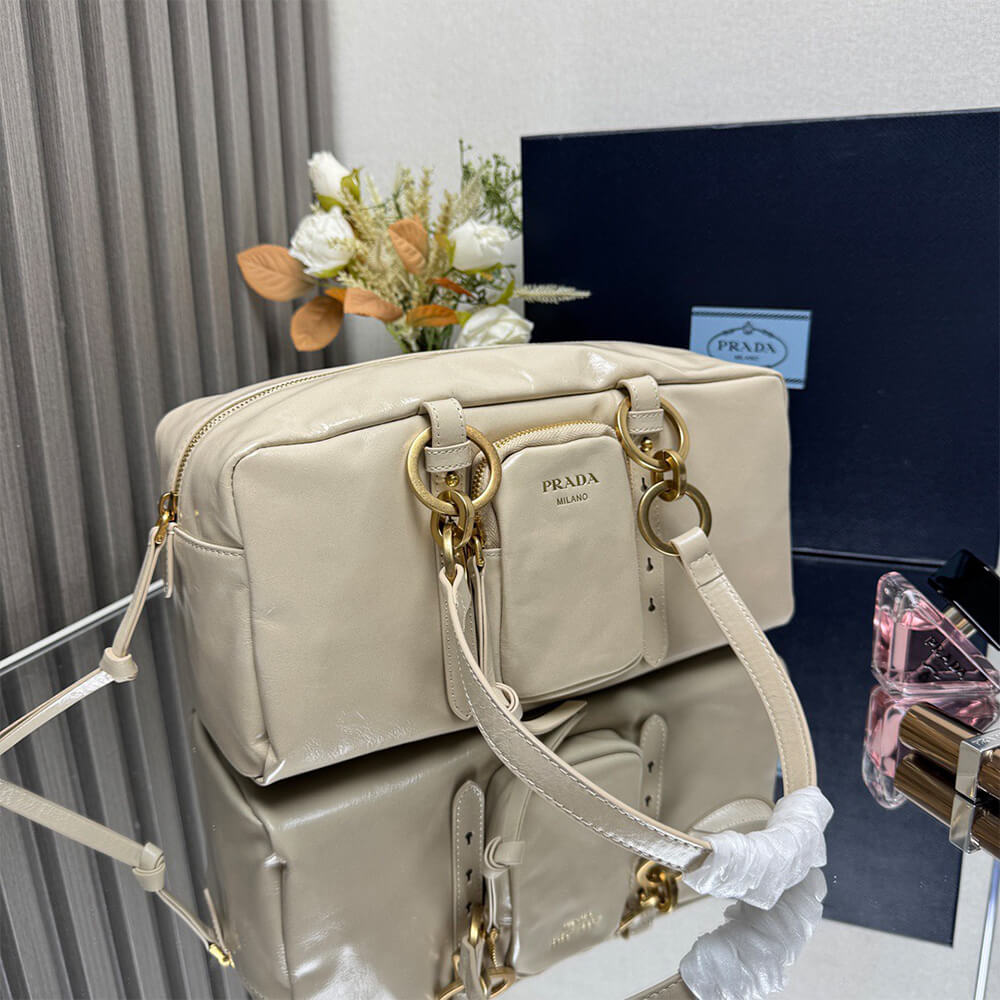 Prada Dangle Medium Leather Top Handle Bag - Replica Luxury Bags™