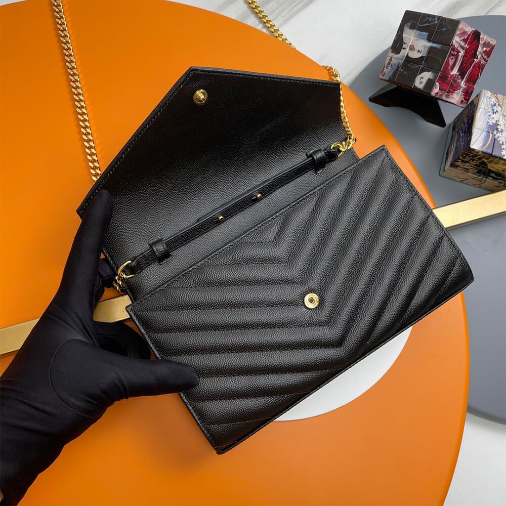 YSL Classic Cassandre Chain Wallet Bag in Grain De Poudre Leather - Replica Luxury Bags™