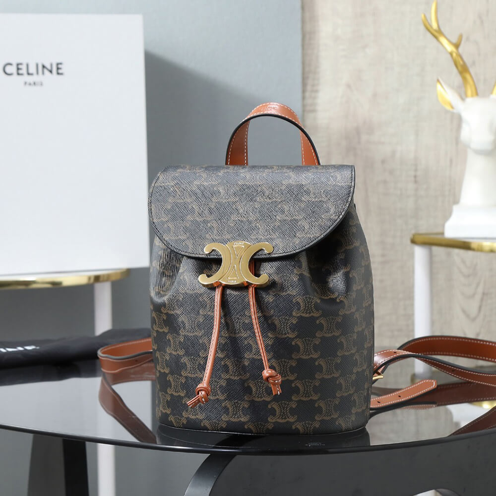 Backpack Bag Celine Bonnie in Triomphe Canvas and Calfskin - Replica Luxury Bags™