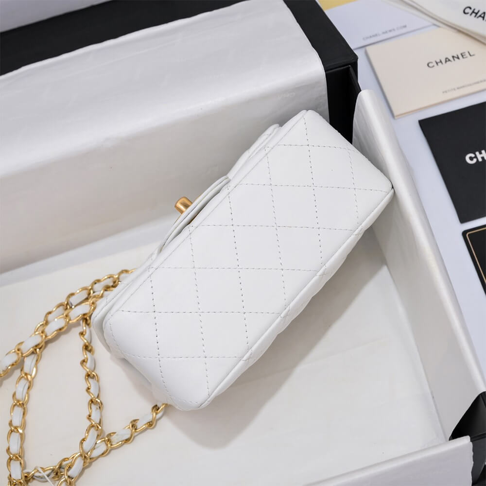 Chanel Mini Flap Bag in White with Gold Hardware - Replica Luxury Bags™