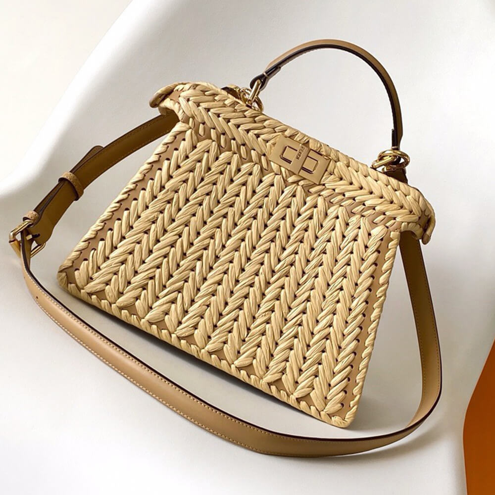 Fendi Peekaboo ISeeU Small Raffia Bag - Replica Luxury Bags™