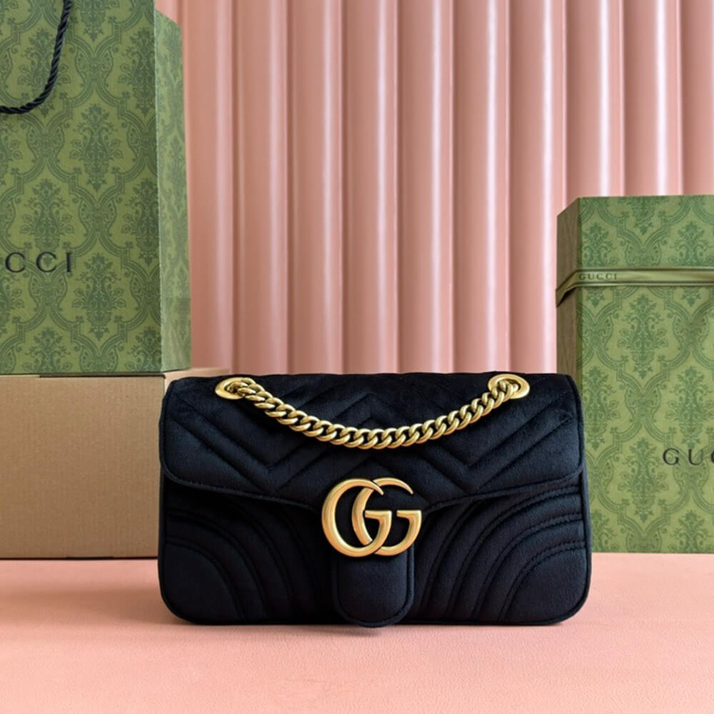 Gucci GG Velvet Small Marmont Shoulder Bag - Replica Luxury Bags™