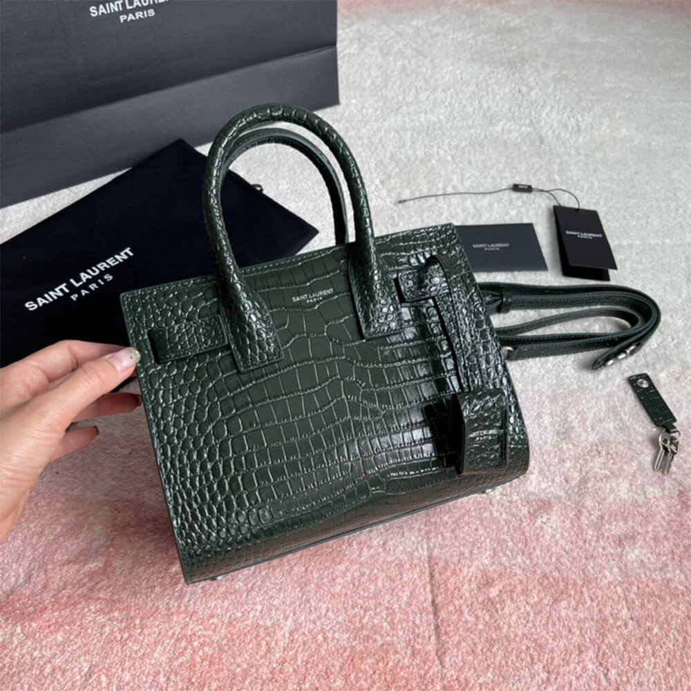 YSL Sac De Jour Nano Bag In Embossed Crocodile Shiny Leather - Replica Luxury Bags™