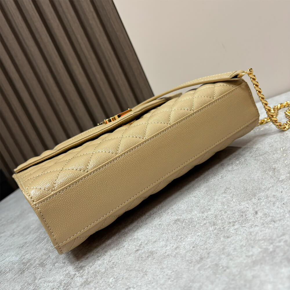 YSL Envelope Medium Bag in Grained Leather - Replica Luxury Bags™