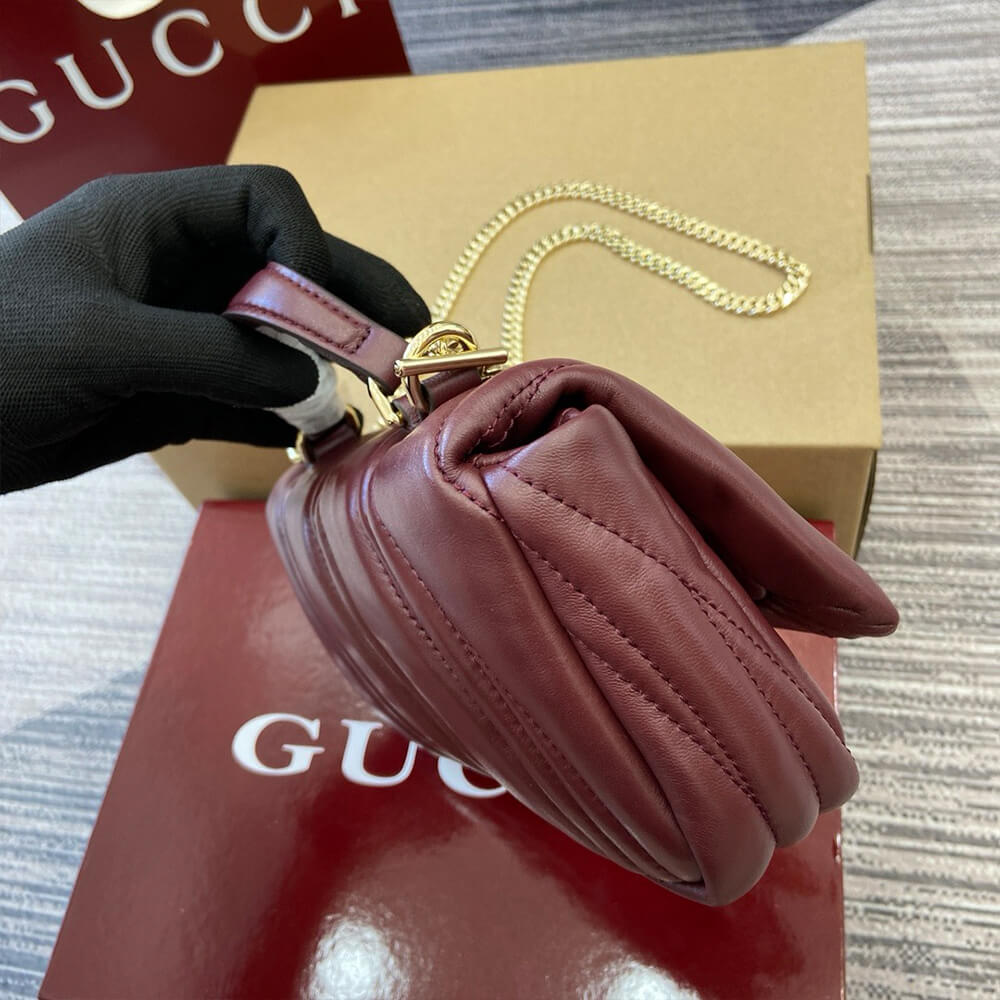 Gucci GG Milano Mini Top Handle Bag in Burgundy - Replica Luxury Bags™