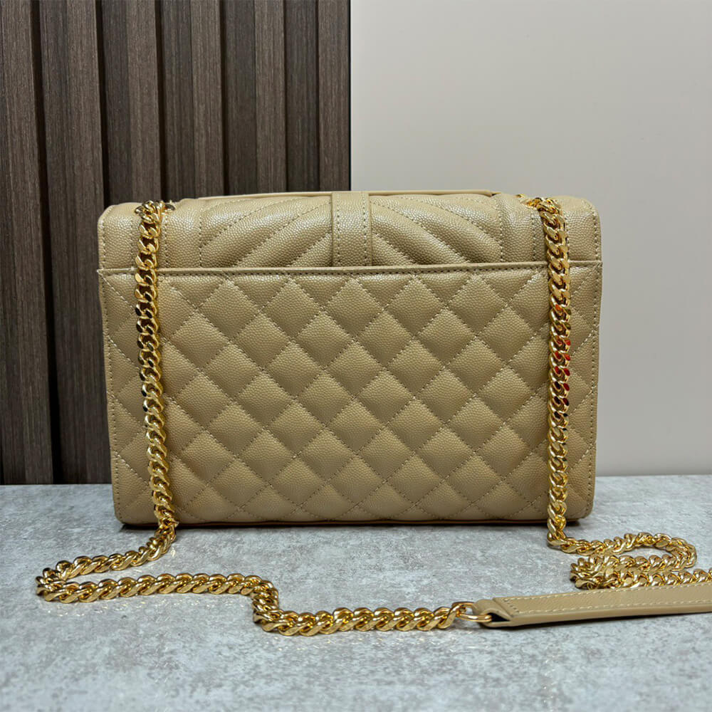 YSL Envelope Medium Bag in Grained Leather - Replica Luxury Bags™