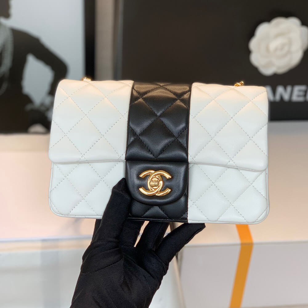 Chanel Mini Flap Bag in White & Black - Replica Luxury Bags™