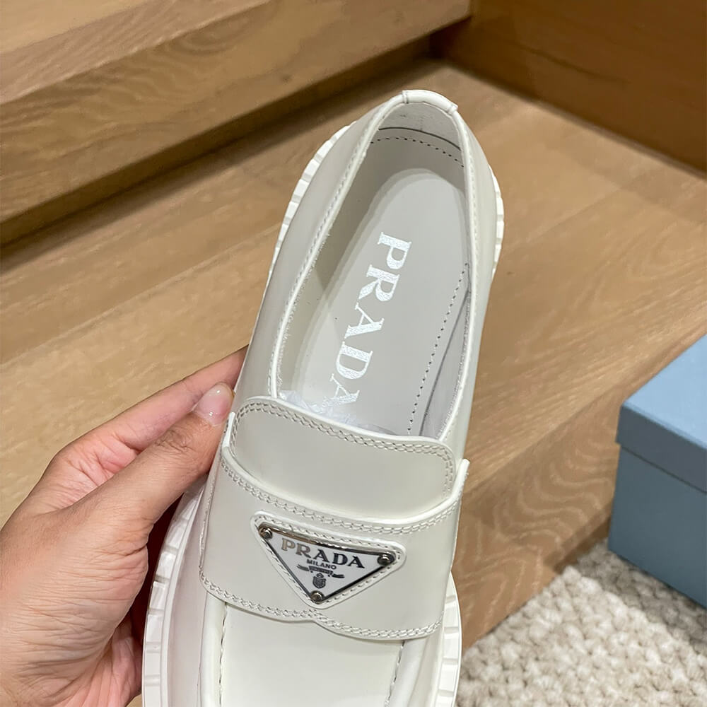 Prada chocolate brushed leather loafers Shoes - Replica Luxury Bags™