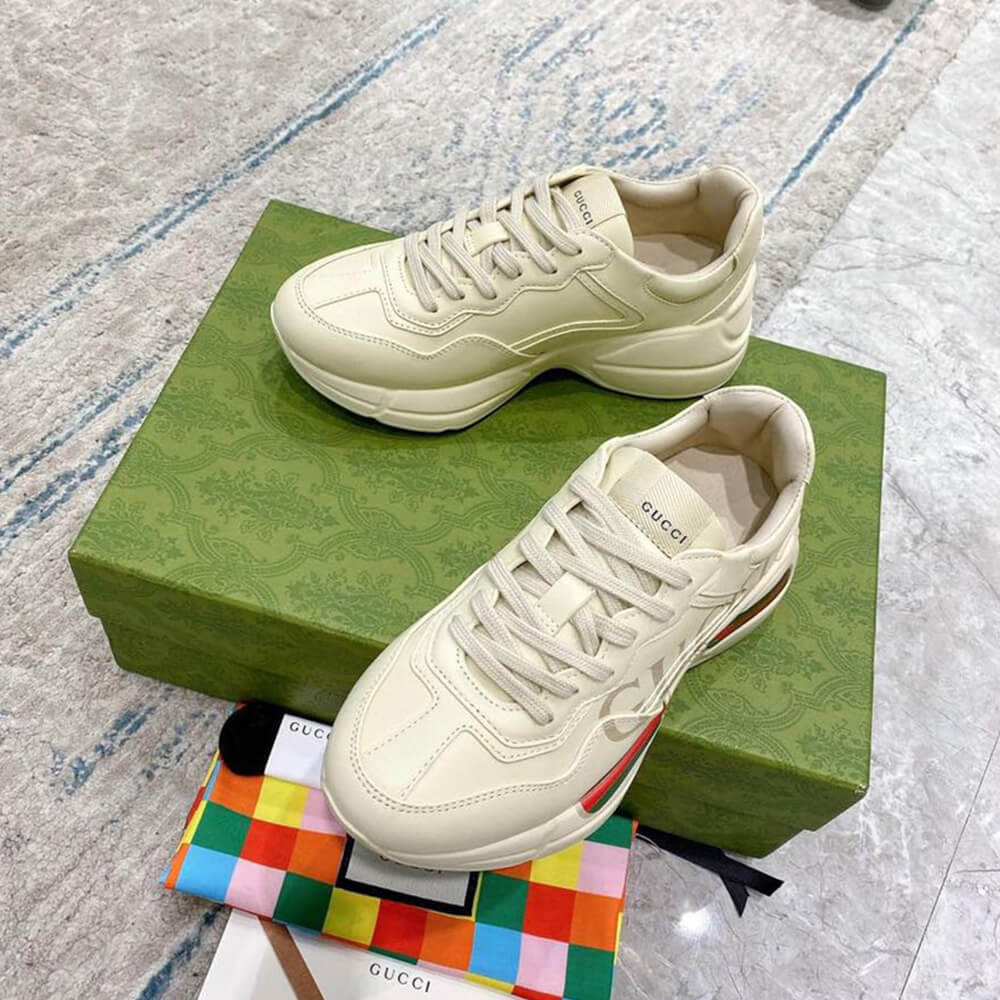 Rhyton Gucci logo leather sneaker Shoes - Replica Luxury Bags™