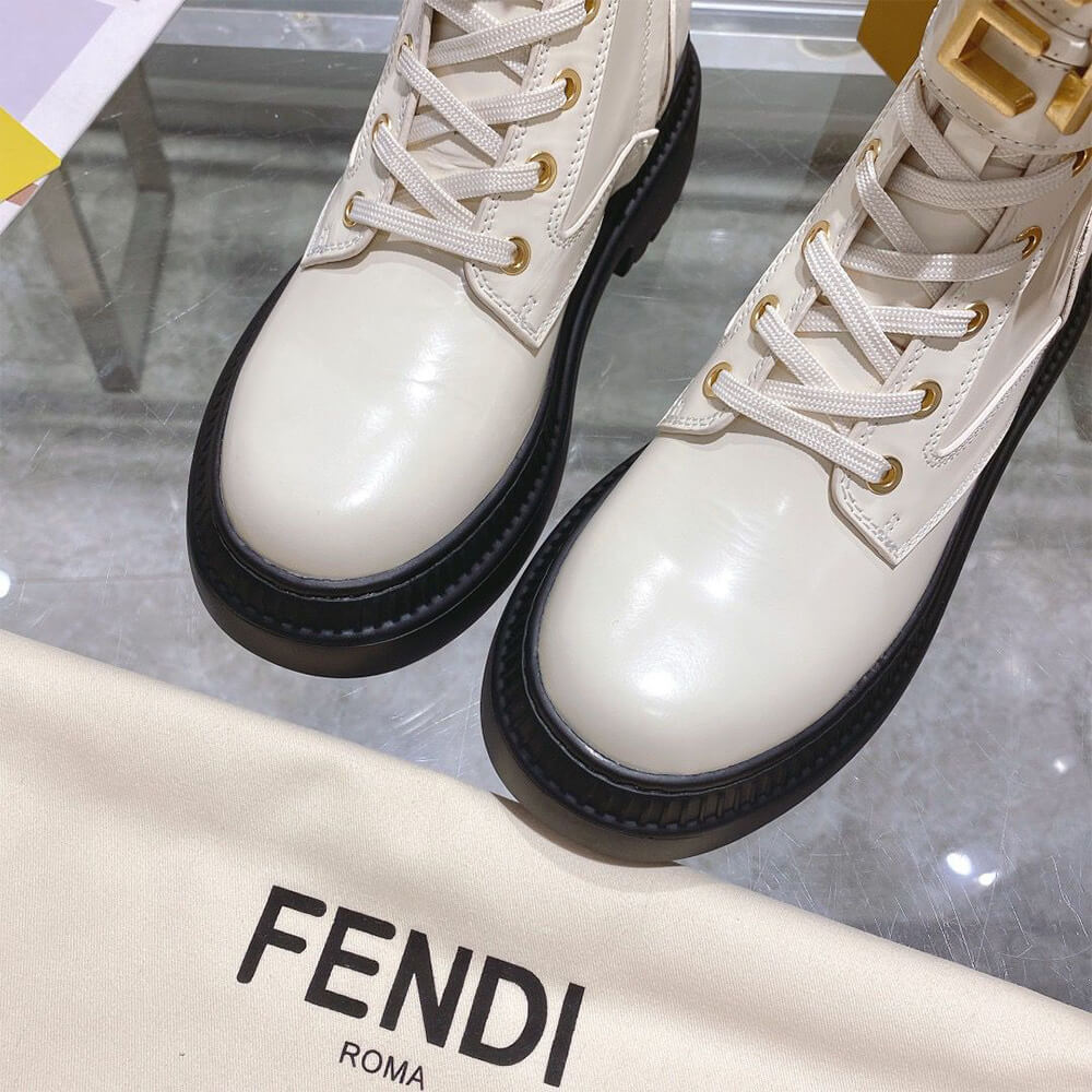 FENDI Fendigraphy logo-plaque leather boots Shoes - Replica Luxury Bags™