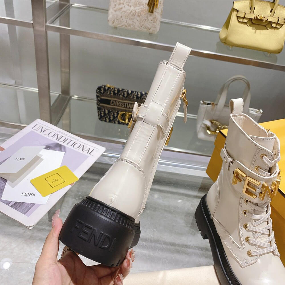 FENDI Fendigraphy logo-plaque leather boots Shoes - Replica Luxury Bags™