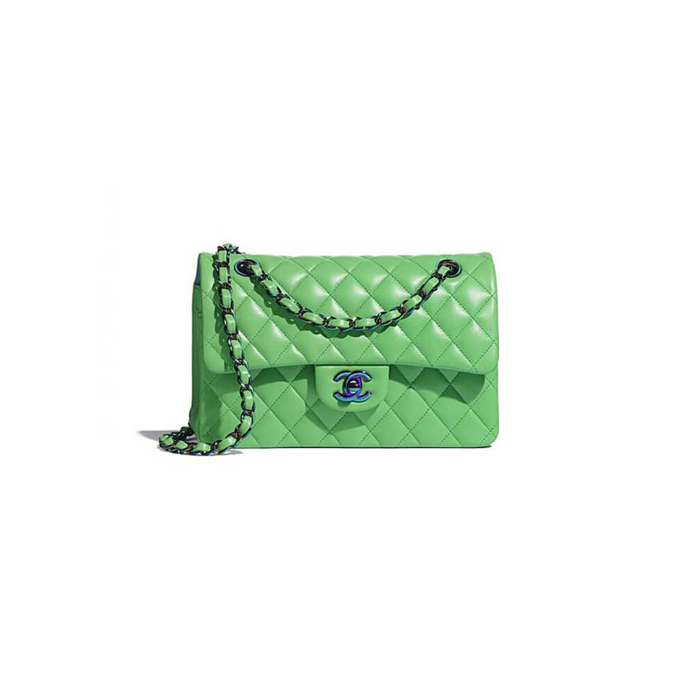 Chanel Classic Flap Handbag in Green and Blue - Replica Luxury Bags™