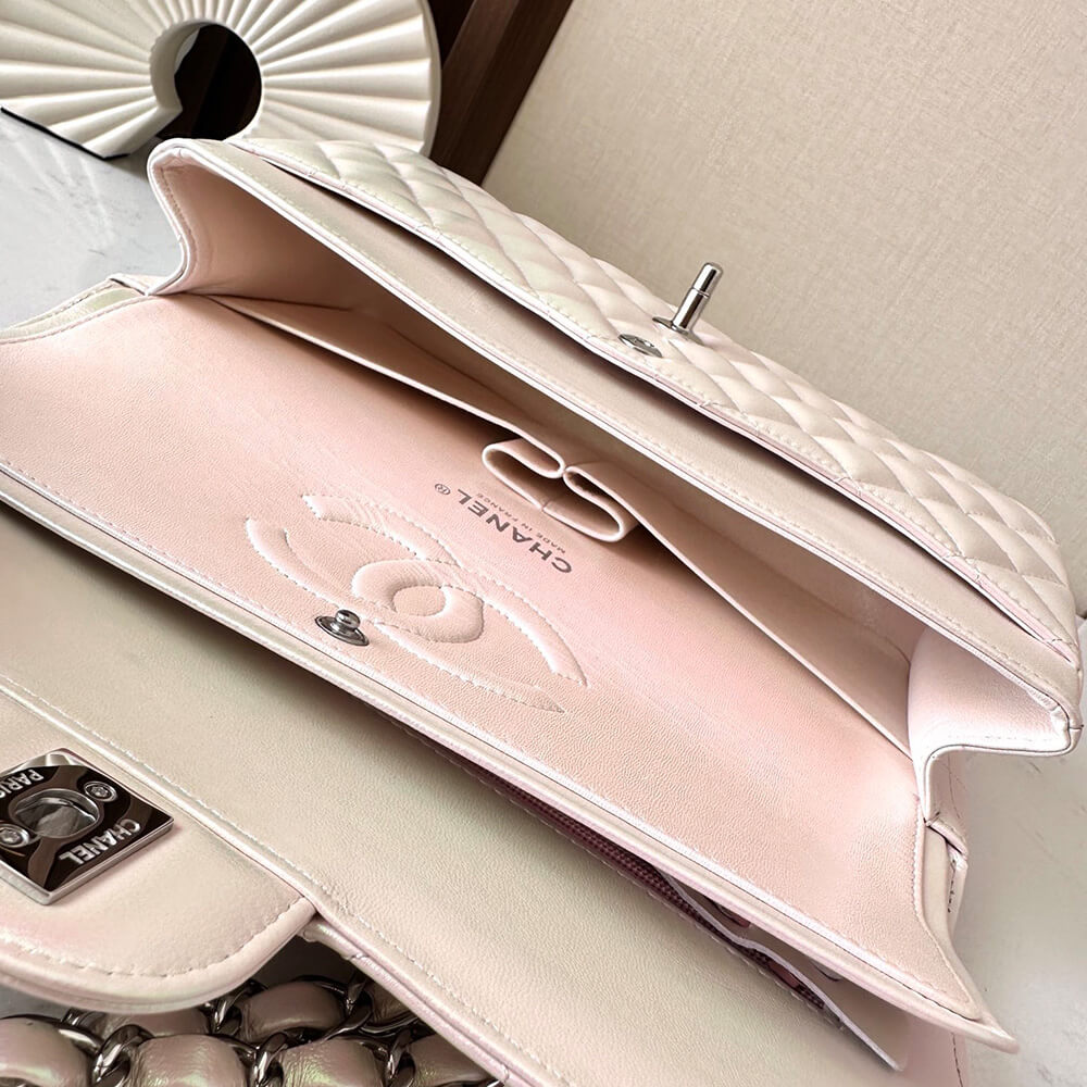 Chanel Classic Flap Handbag in Gradient Cream White with Silver Hardware - Replica Luxury Bags™
