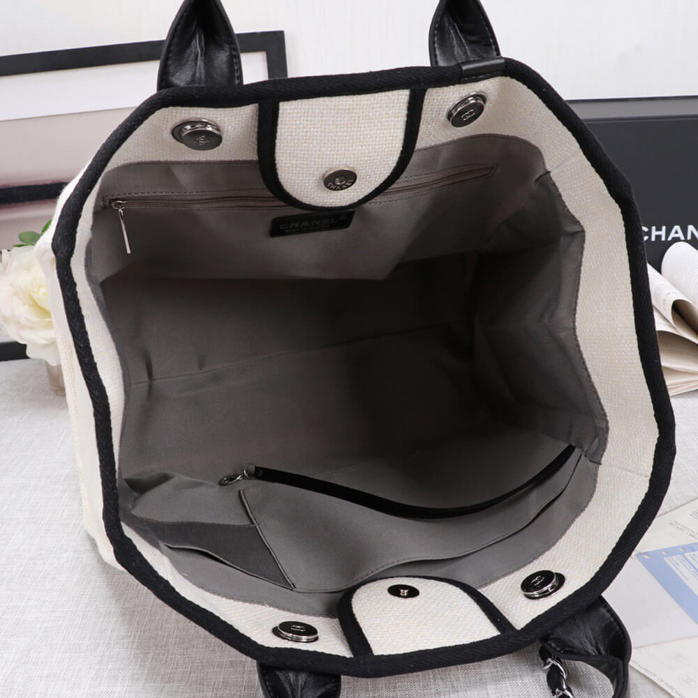 Chanel Woven Straw Raffia Striped Medium Deauville Tote Bag - Replica Luxury Bags™