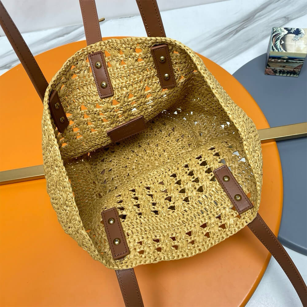 YSL Small Panier Raffia Bag In Brown - Replica Luxury Bags™