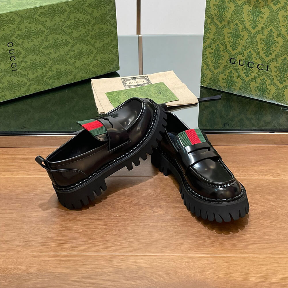 GUCCI Women s loafer with Web Shoes - Replica Luxury Bags™