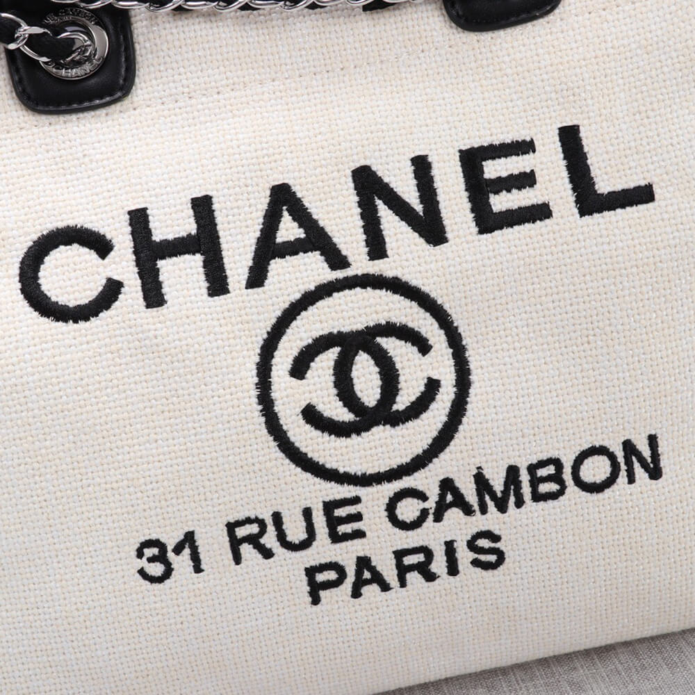 Chanel Woven Straw Raffia Striped Medium Deauville Tote Bag - Replica Luxury Bags™