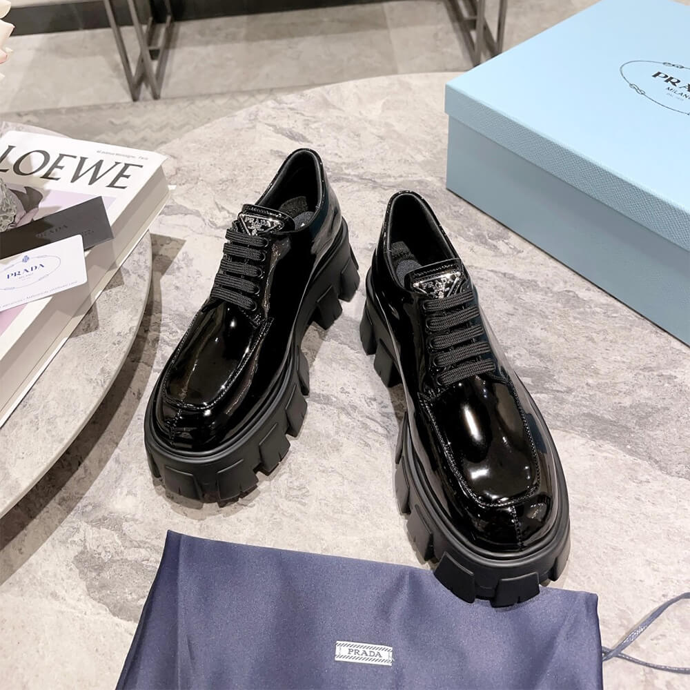 Prada Monolith patent leather lace-up shoes Shoes - Replica Luxury Bags™