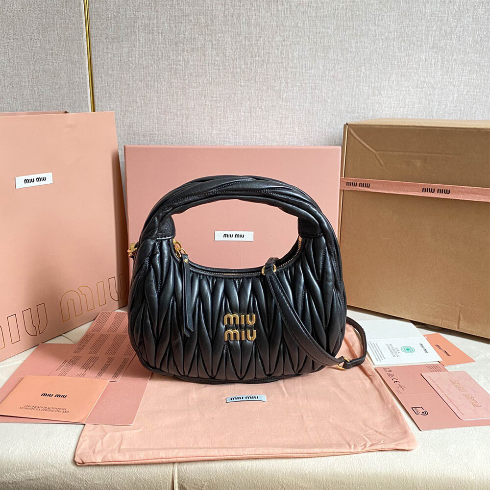 Miumiu Small Wander Matelasse Nappa Leather Hobo Bag - Replica Luxury Bags™