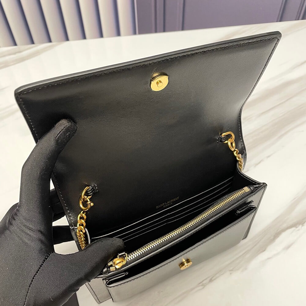 YSL SUNSET BAG CHAIN WALLET IN SMOOTH LEATHER - Replica Luxury Bags™
