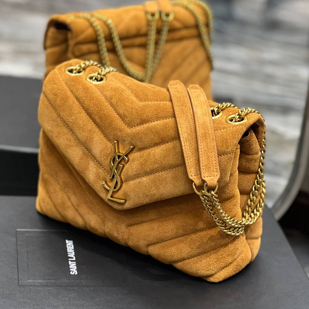YSL Loulou Small Chain Bag In Y Quilted Suede - Replica Luxury Bags™