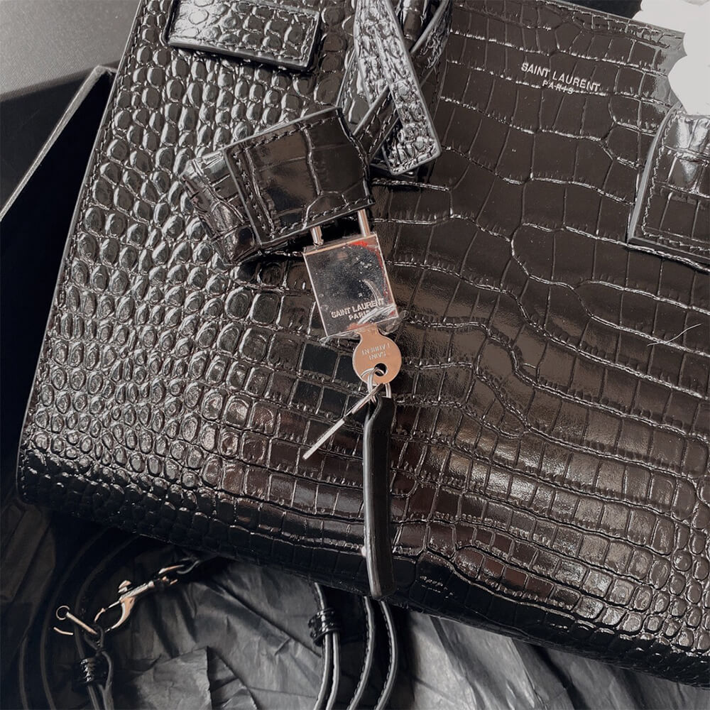 YSL Sac De Jour Baby Bag in Crocodile-Embossed - Replica Luxury Bags™
