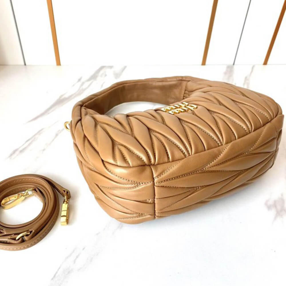 Miumiu Small Wander Matelasse Nappa Leather Hobo Bag - Replica Luxury Bags™