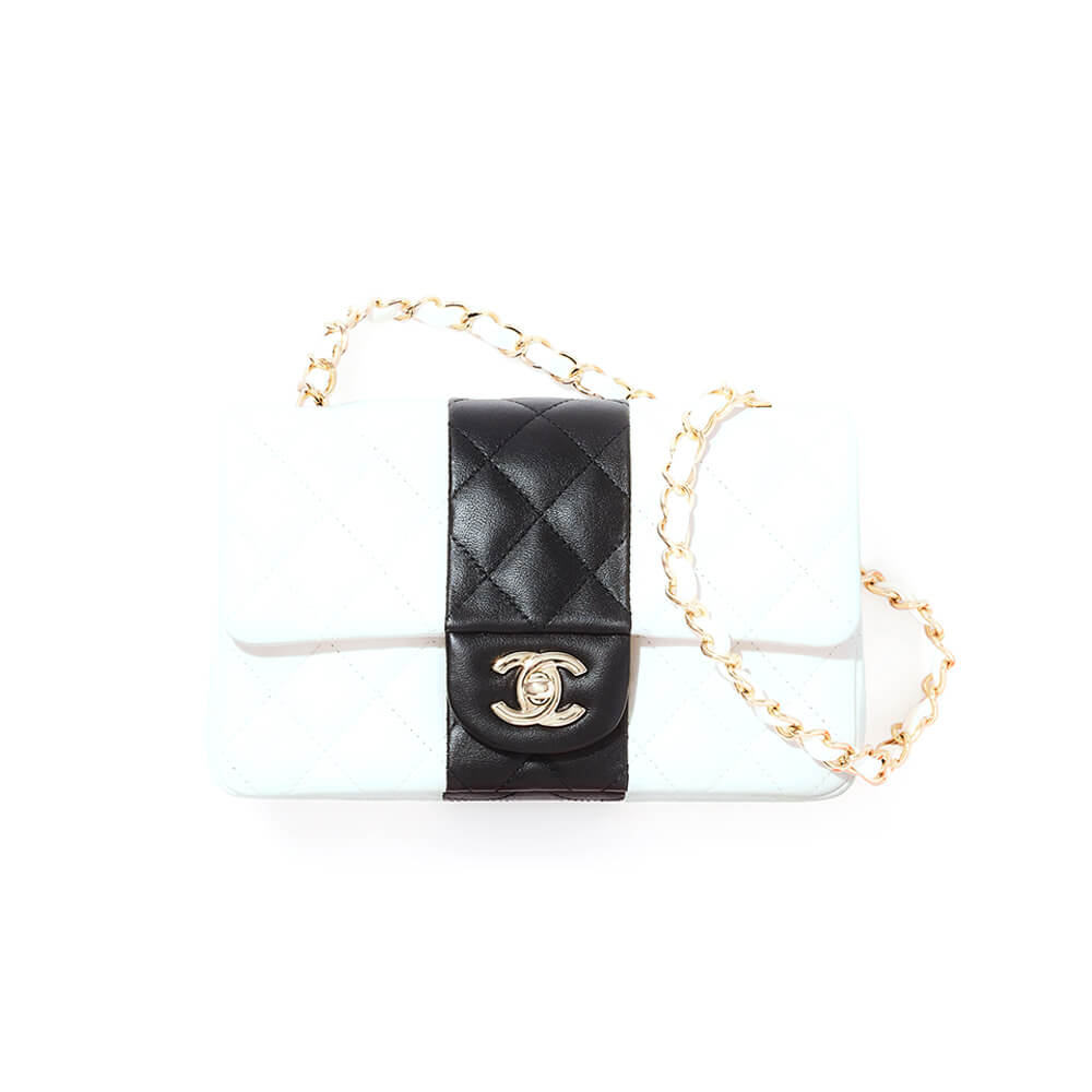 Chanel Mini Flap Bag in White & Black - Replica Luxury Bags™