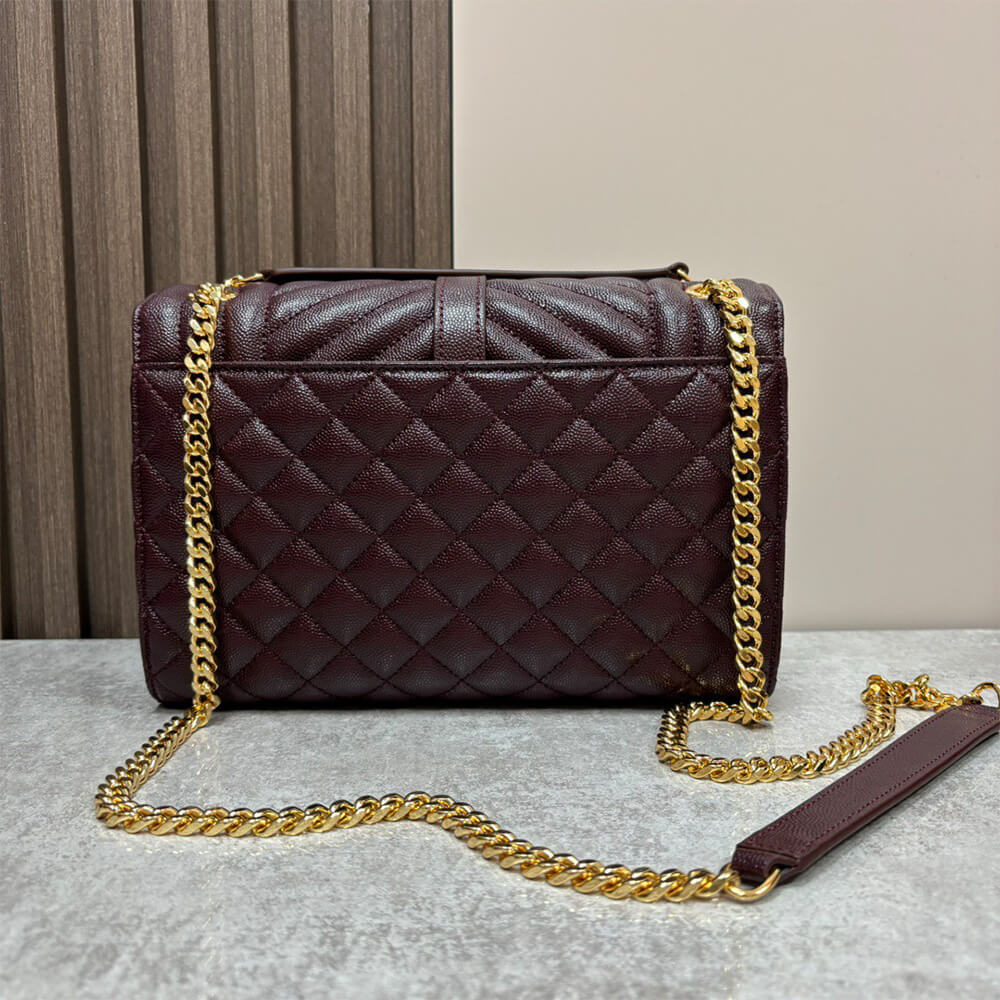 YSL Envelope Medium Bag in Grained Leather - Replica Luxury Bags™