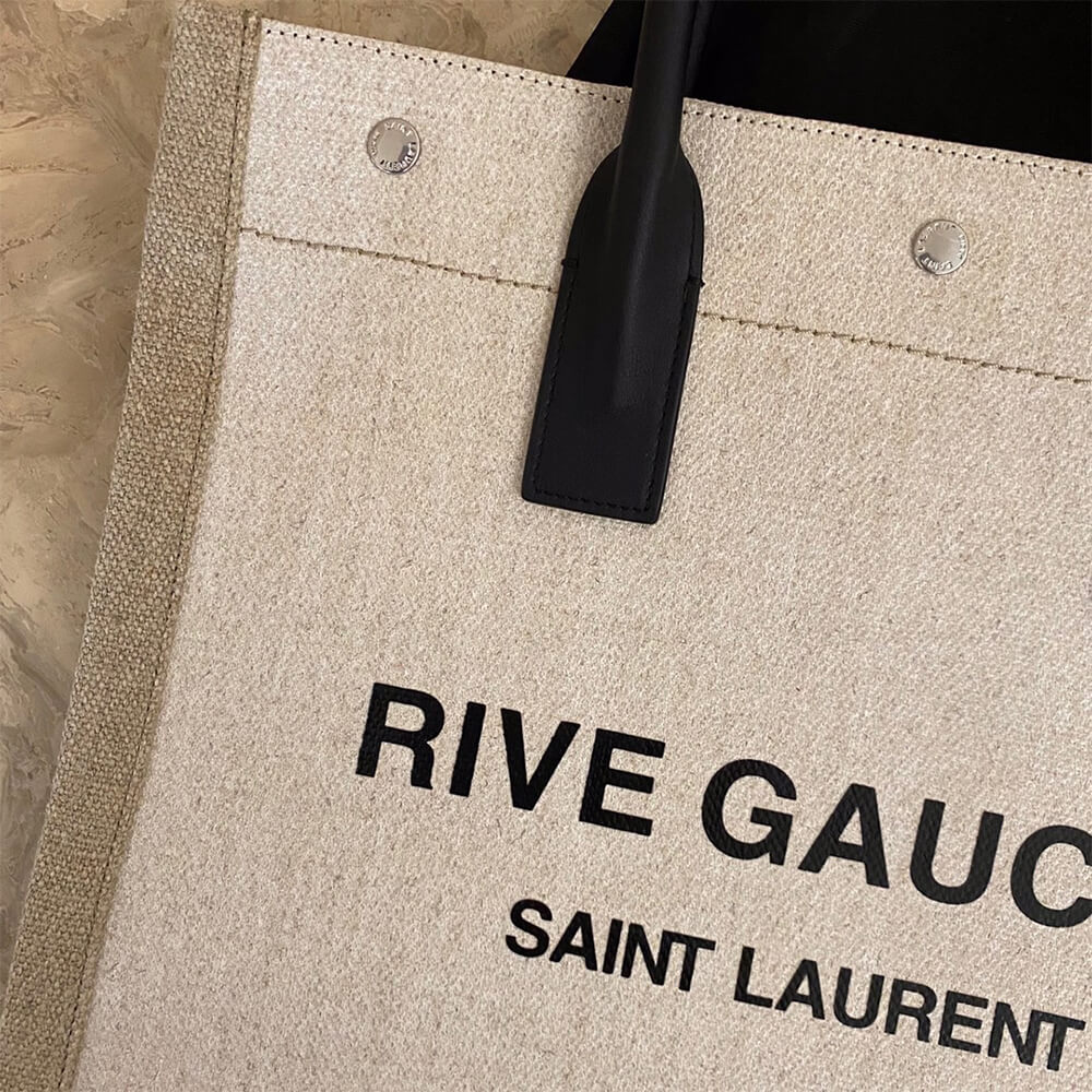 YSL Rive Gauche N/S Shopping Bag in Linen and Cotton - Replica Luxury Bags™