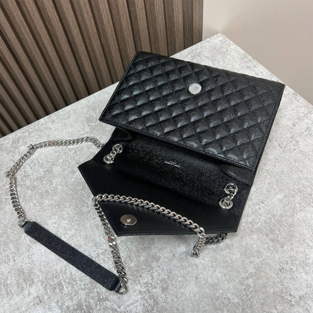 YSL Envelope Medium Bag in Grained Leather - Replica Luxury Bags™
