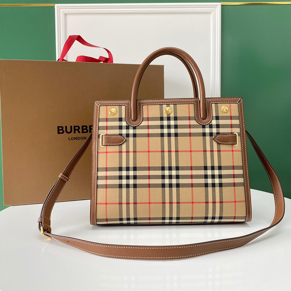 Burberry Small Vintage Check Two Handle Title Bag - Replica Luxury Bags™