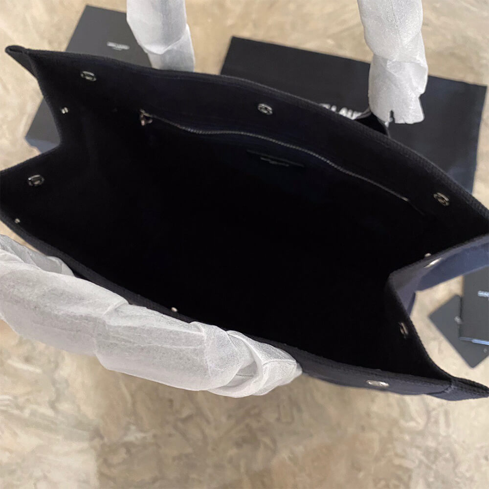 YSL Rive Gauche North/South Tote Bag in Printed Canvas and Leather - Replica Luxury Bags™