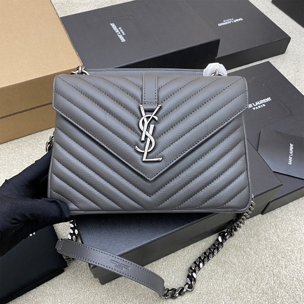 YSL College Medium Chain Bag in Quilted Leather - Replica Luxury Bags™