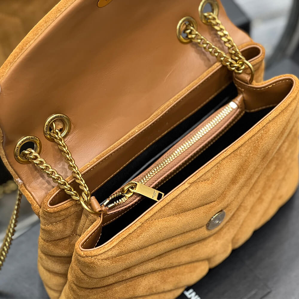 YSL Loulou Small Chain Bag In Y Quilted Suede - Replica Luxury Bags™