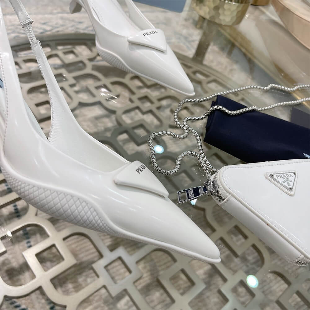 Prada Brushed Leather Slingback Pumps Shoes - Replica Luxury Bags™