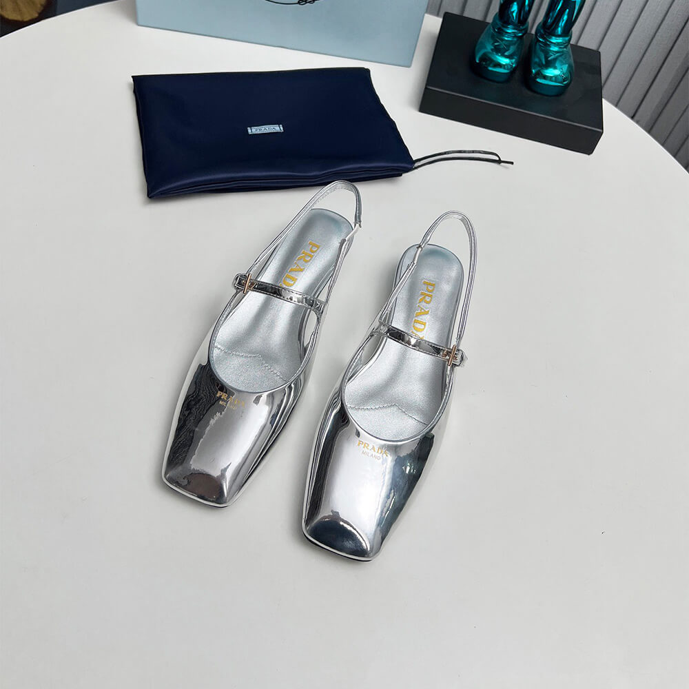 Prada Patent Leather Slingback Ballerinas Shoes - Replica Luxury Bags™