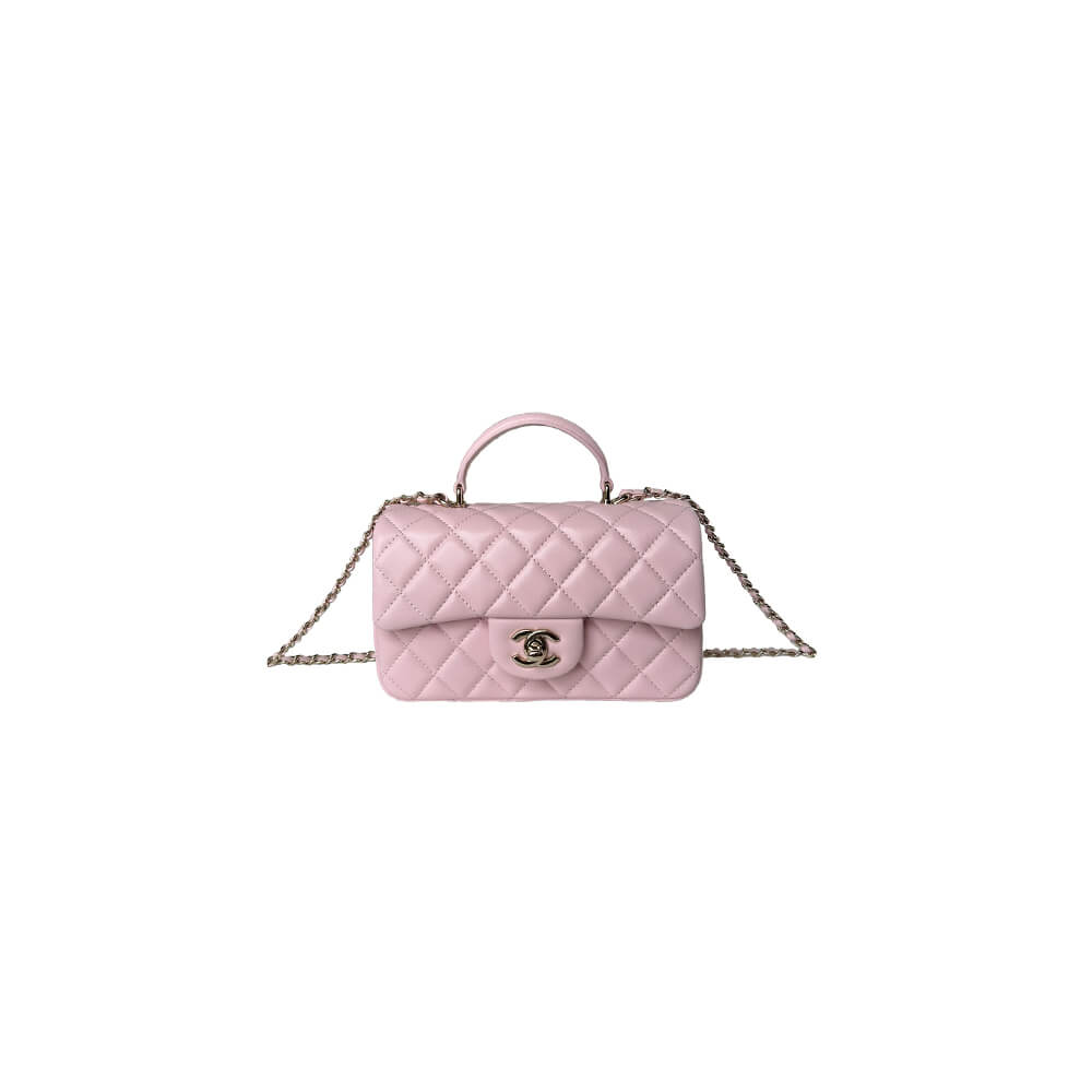 Chanel Mini Classic Handbag With Top Handle in Pink - Replica Luxury Bags™