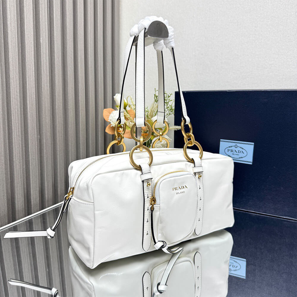 Prada Dangle medium leather top-handle bag - Replica Luxury Bags™