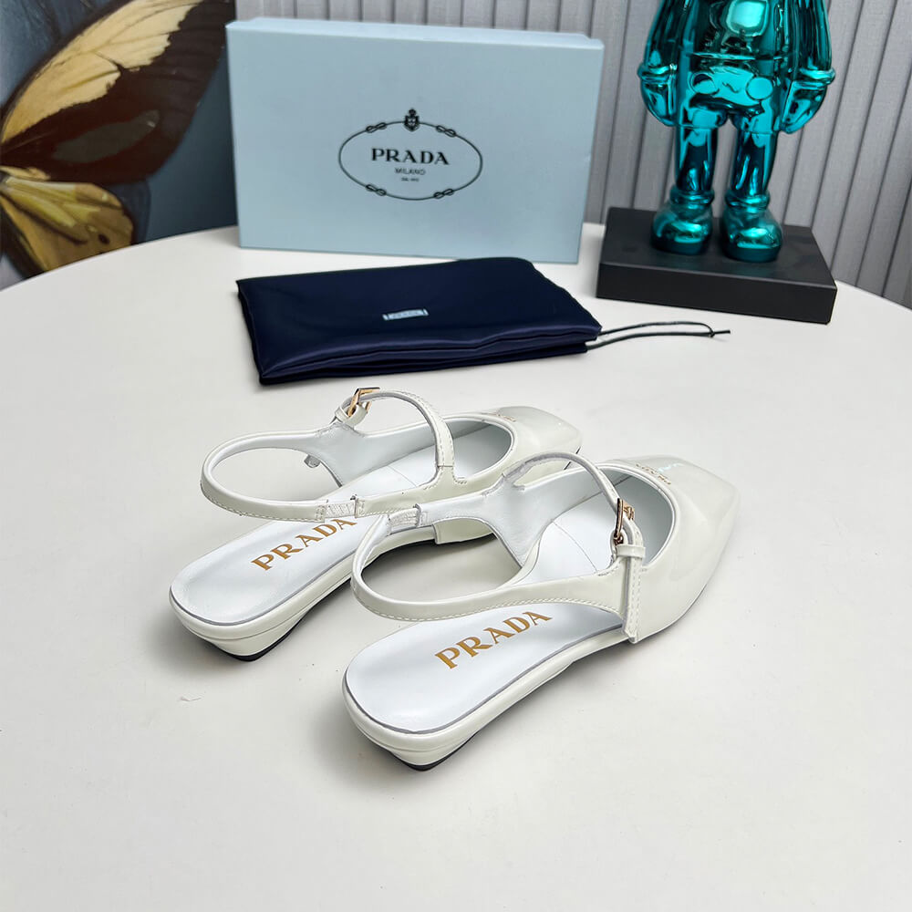 Prada Patent Leather Slingback Ballerinas Shoes - Replica Luxury Bags™