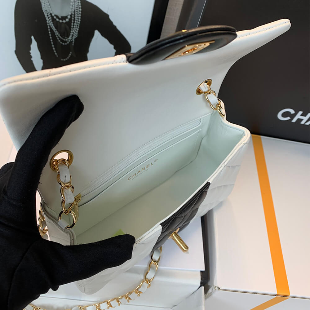 Chanel Mini Flap Bag in White & Black - Replica Luxury Bags™